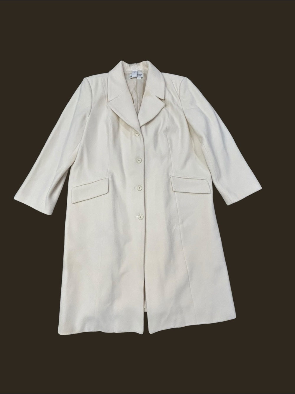 NWOT Jessica London Women’s Ivory Cream Long Single-Breasted Coat Wool 20WT
